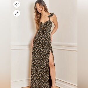 The Way to Love Black Floral Print Ruffled Maxi Dress